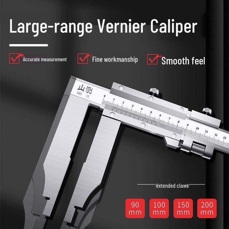 Mountain Measurement High-Precision Vernier Caliper, 300mm Range, Stainless Steel, Extended Double-Edged Jaws