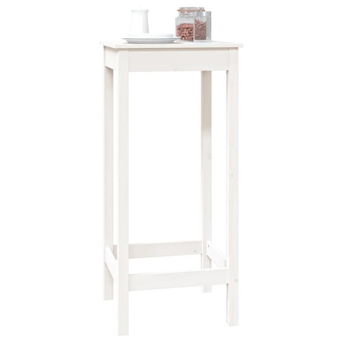 Table de bar - VIDAXL - 50x50x110 cm - Bois massif de pin - Blanc - Montage facile