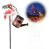 Metal Watering Can Statue Lights Flamingo Garden with Solar Lights Decorative Iron Automatic Dusk To Dawn Outdoor Lawn Ornament for Patio Yard