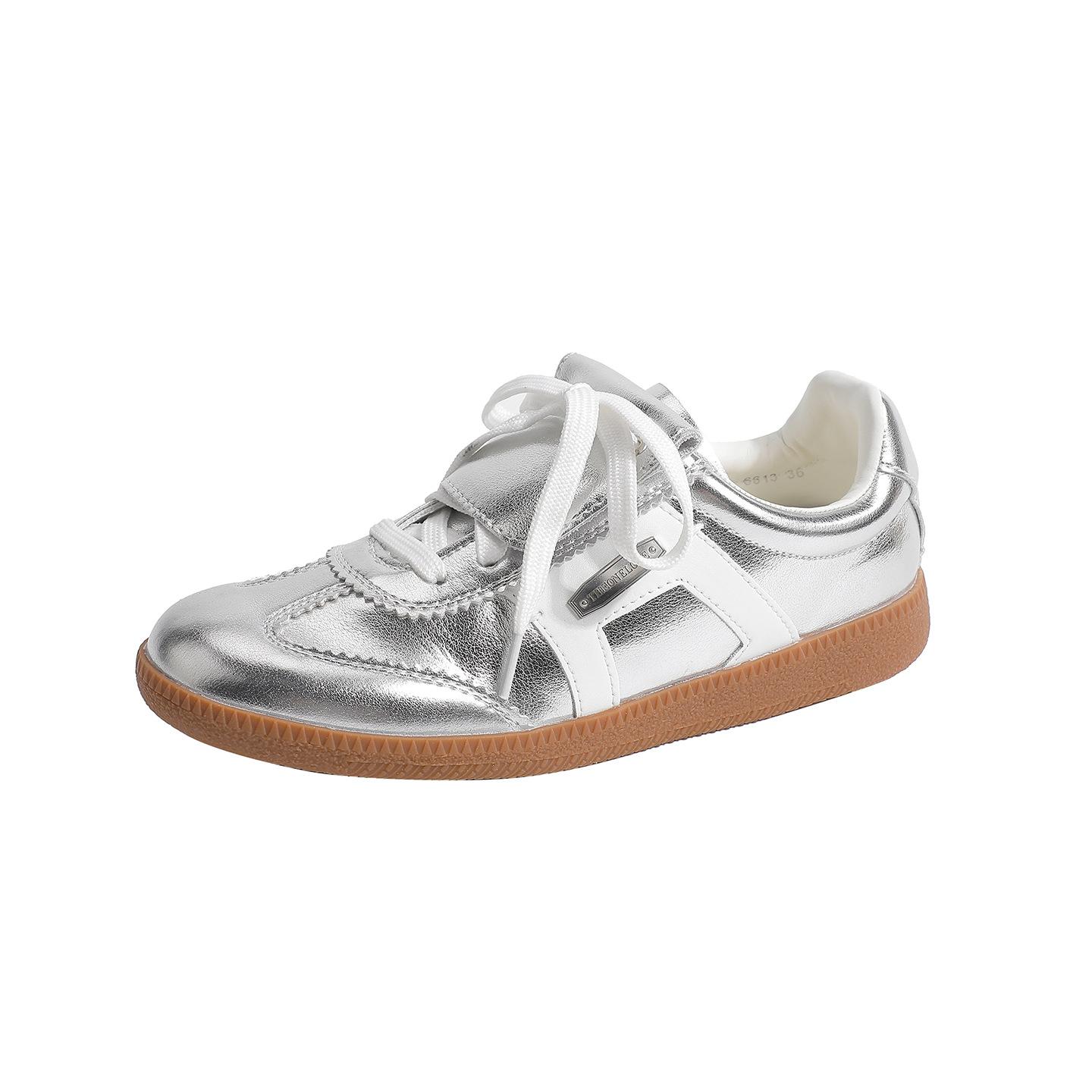 

Повседневные ретро серебристые кроссовки Forrest Gump женские туфли на мягкой толстой подошве из матовой кожи женские повседневные спортивные туфли 40