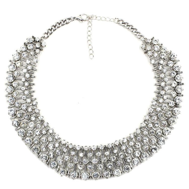 Classic British Princess Kate With Handmade Hollow Fashion Diamond-Encrusted Exaggerated Necklace