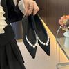Fashion Small Fragrance Wind Inside Increase French Pointed Pearl Single Shoes Women 2025 New All-Match Shallow Mouth Large Size Women'S