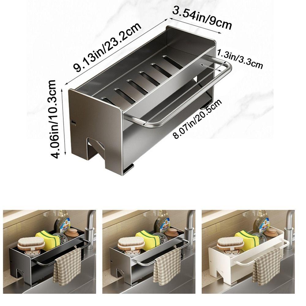 Self-draining Sink Drain Rack Carbon Steel Sink Stand Multifunctional Sink Sponge Holder  Bathroom