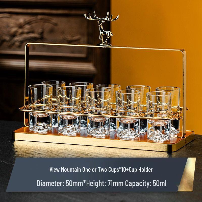 Xuankunpai Graduated Glass Baijiu & Liquor Cup Set with Rack