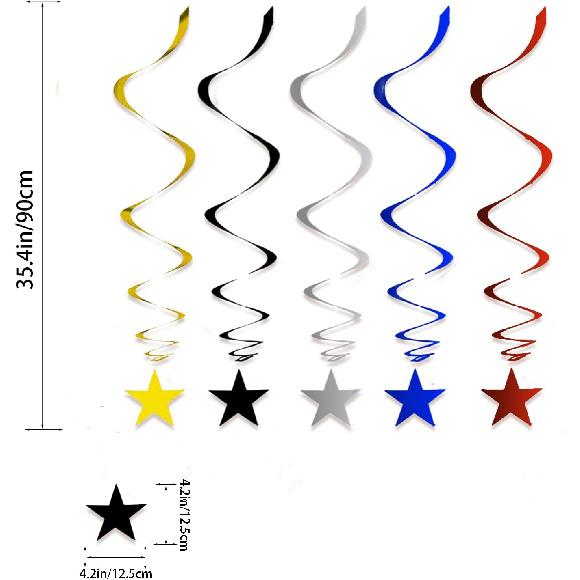 Gold Twinkle Stars Hanging Swirls Decorations Ceiling Swirl Foil Decoration Hanging Gold Party Supplies for Birthday Baby Shower Wedding, 32 Pcs