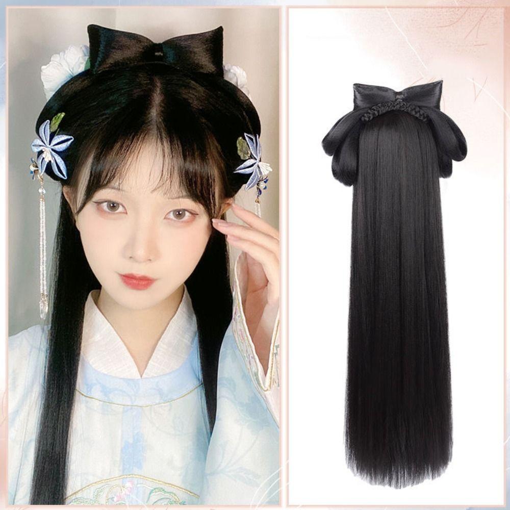 Vintage Headwear Hanfu Wig Headband Long Hanfu Cosplay HairPieces Chinese Ancient Wig Women