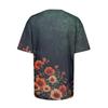 Women's Fashion Casual Short-Sleeved Floral Print T-Shirt Shirt Temperament Shirt V-neck Top