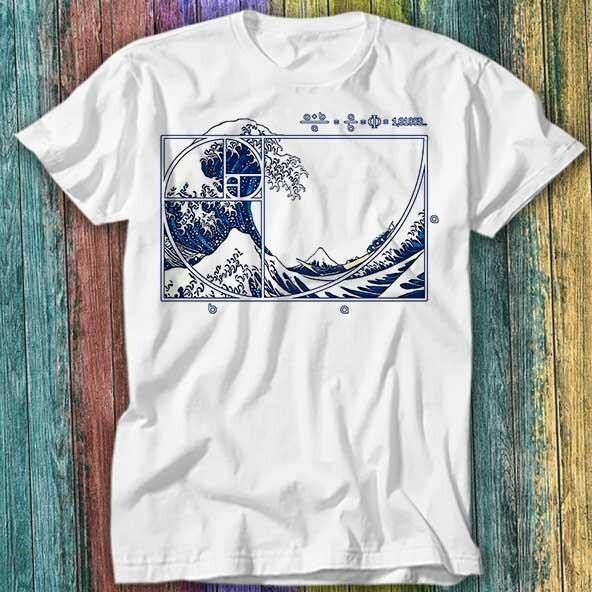 

The Great Wave Off Kanagawa Fibonacci The Golden Spiral T Shirt Top Tee 607 2XL