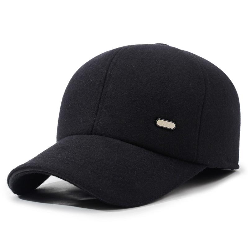 Large Cotton Peaked Cap Thickenedmen Cold-proof Peaked Cap Middle-aged and Elderly Woolen Heattech Back-sealed Ear Protection Cotton Cap