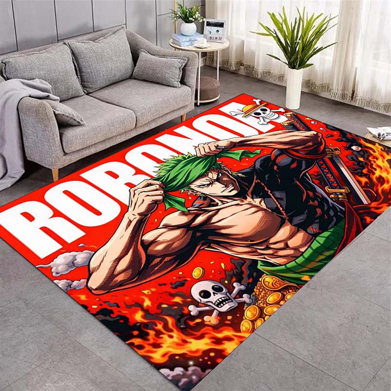 One Piece Anime Luffy Zoro Sanji Character Collage Area Rug Non Slip Floor Carpet Decor
