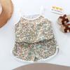 Kids Summer Cotton Camisole Set Thin Breathable Sleeveless Home Wear Boys Girls Baby Pajamas