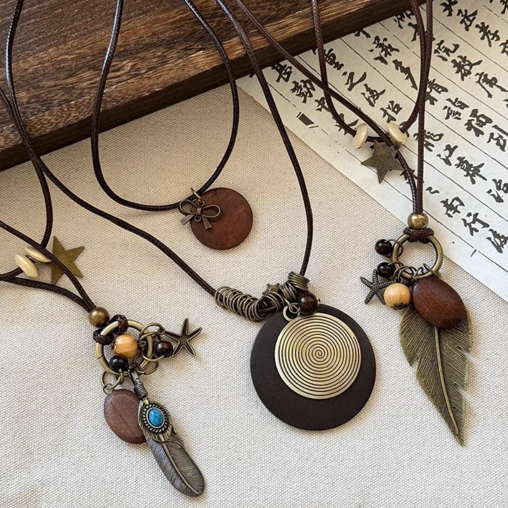 Geometric Bohemian Style Choker Long Sweater Chain Ethnic Style Necklace Jewelry Accessories