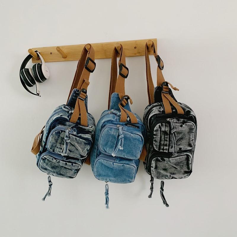 Geantă Crossbody Geantă pentru Telefon Mobil pentru Femei Geantă de Umăr din Denim cu Buzunar Dublu