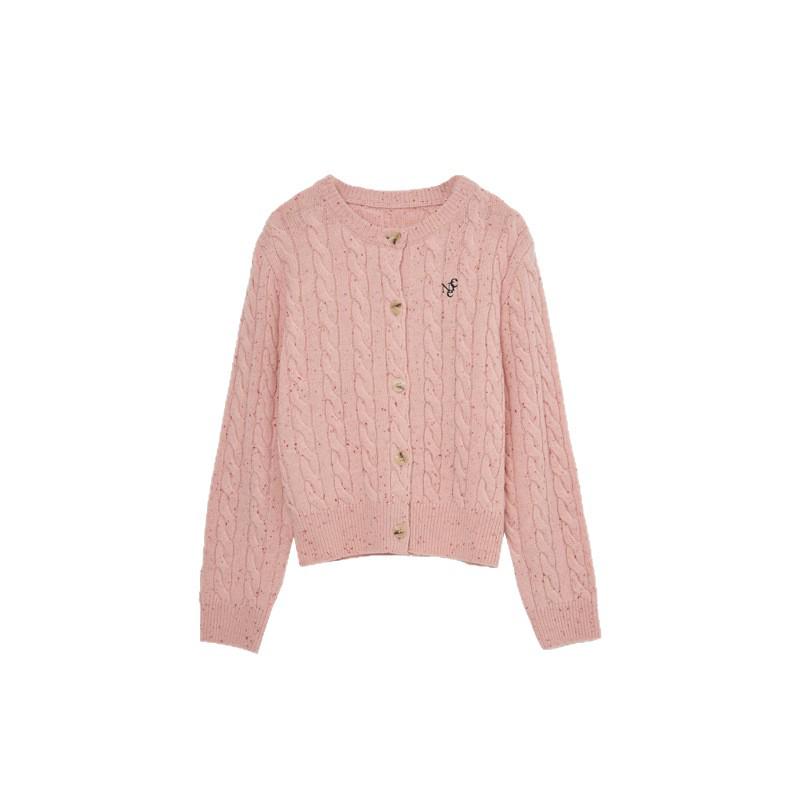 Nicepeople Australische Merinowolle Zopfmuster Rundhals Cardigan