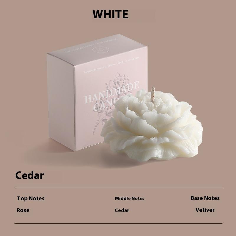 

Camellia Scented Candle Premium Sense Ornament Soybean Wax Birthday Gift Cedar - white