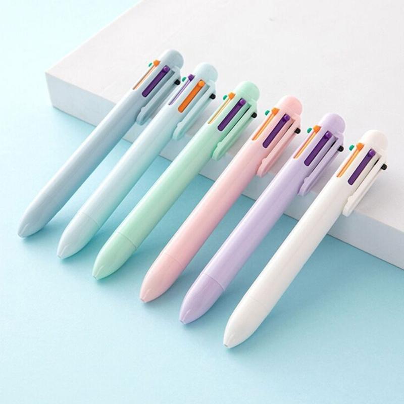 6 Stück 6 in 1 Schreibstift Einziehbarer Kugelschreiber 6 Farben Mehrfarbstift zum Journaling Kritzeln Schulmaterial