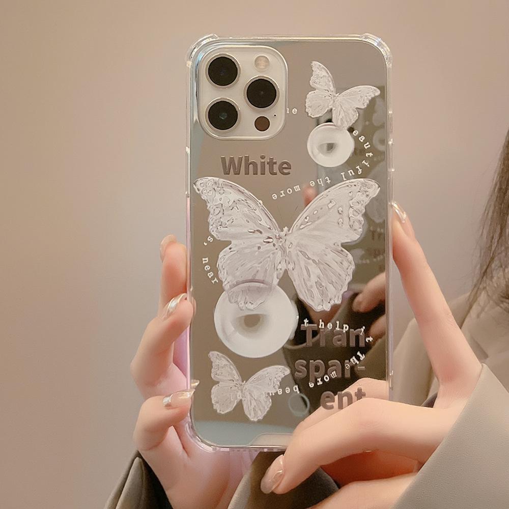 Retro Butterfly 13pro Max Apple IPhone 14 Mobile Phone Case 12 Suitable for 11 Anti-fall 15 Soft Cover 8p Mirror