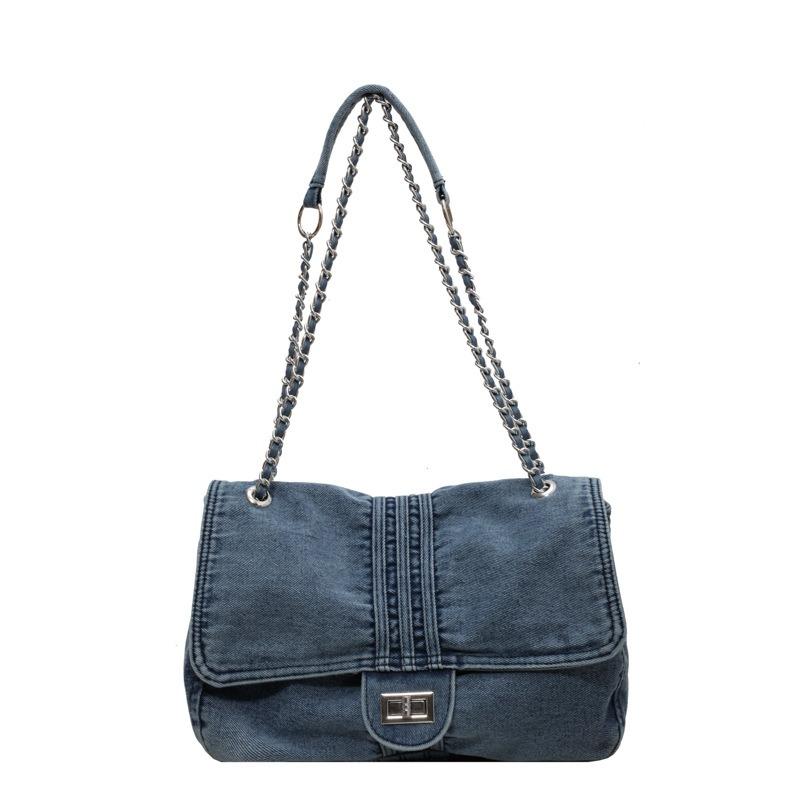 Denim Women's Large Capacity Chain Shoulder Tote Bag