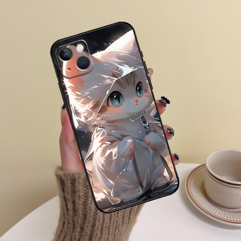 Funny Cute Cat Phone Case For iPhone 15 Pro Max 11 12 13 14 16 17 Pro Max mini Plus 16e 17 Air Cover Funda