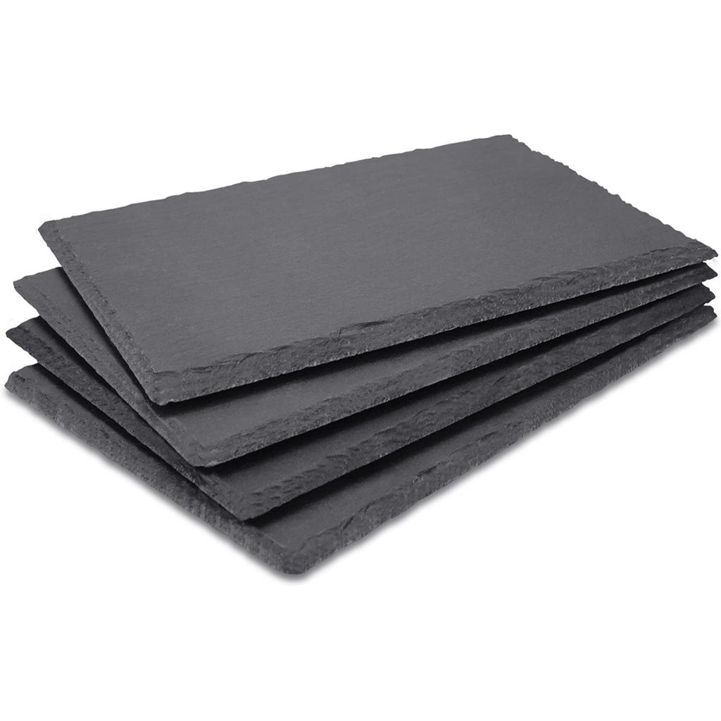 GOH DODD Slate 25 X 12 Cm Rectangular Natural Stone Stylish Slices Stone, 4-Piece Set, Plates, Plates, (Cushioned)