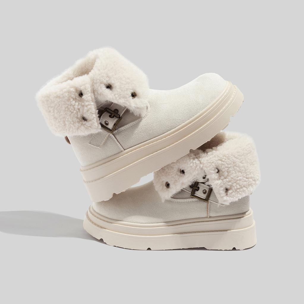 Belle velvet thick-soled snow boots medium tube winter warm thickened stacked wear ankela red shoes