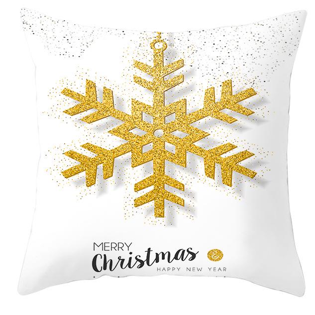 New Christmas Golden Snowflake Peach Leather Velvet Pillowcase Home Sofa Pillow Cushion Cover
