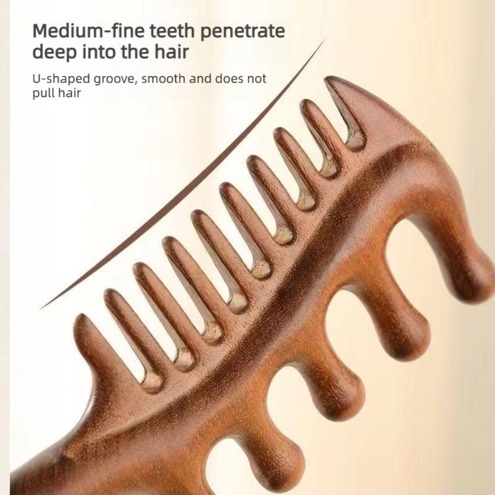 Wide Thick Scalp Massage Comb 2 in 1 Natural Sandalwood Hairbrush  Meridian Dredging