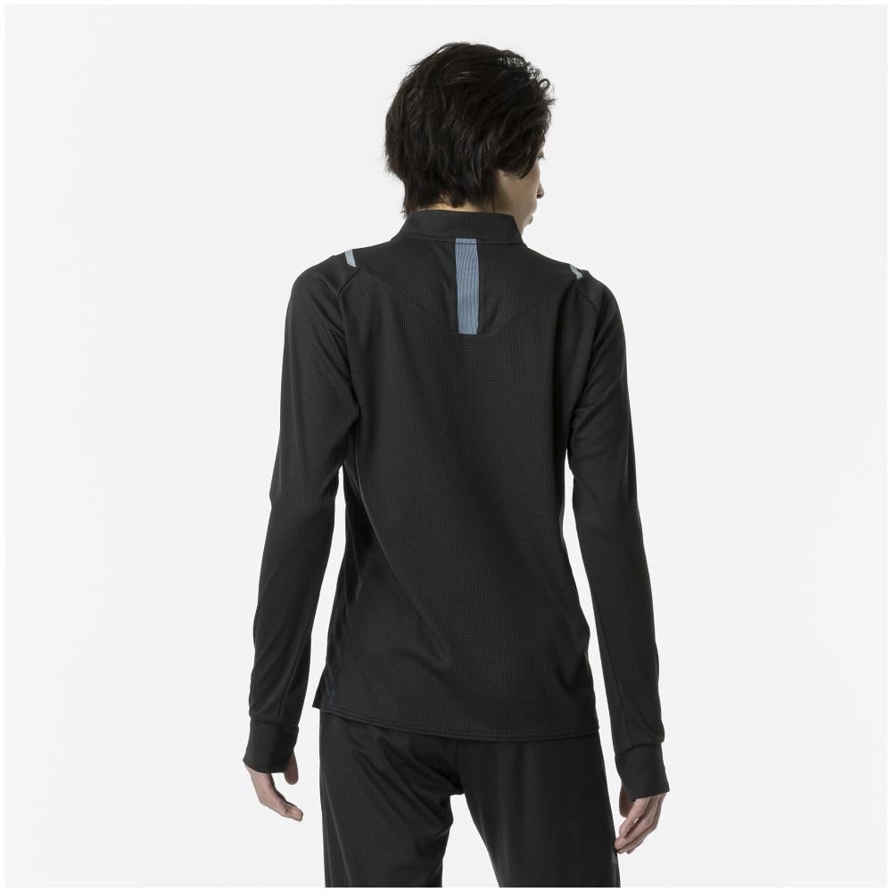Mizuno Dry Aeroflow Long Highly Size 2XL Men's Half-Zip Shirt, Sleeve, Breathable, Black, (Product Code 32MAA554)