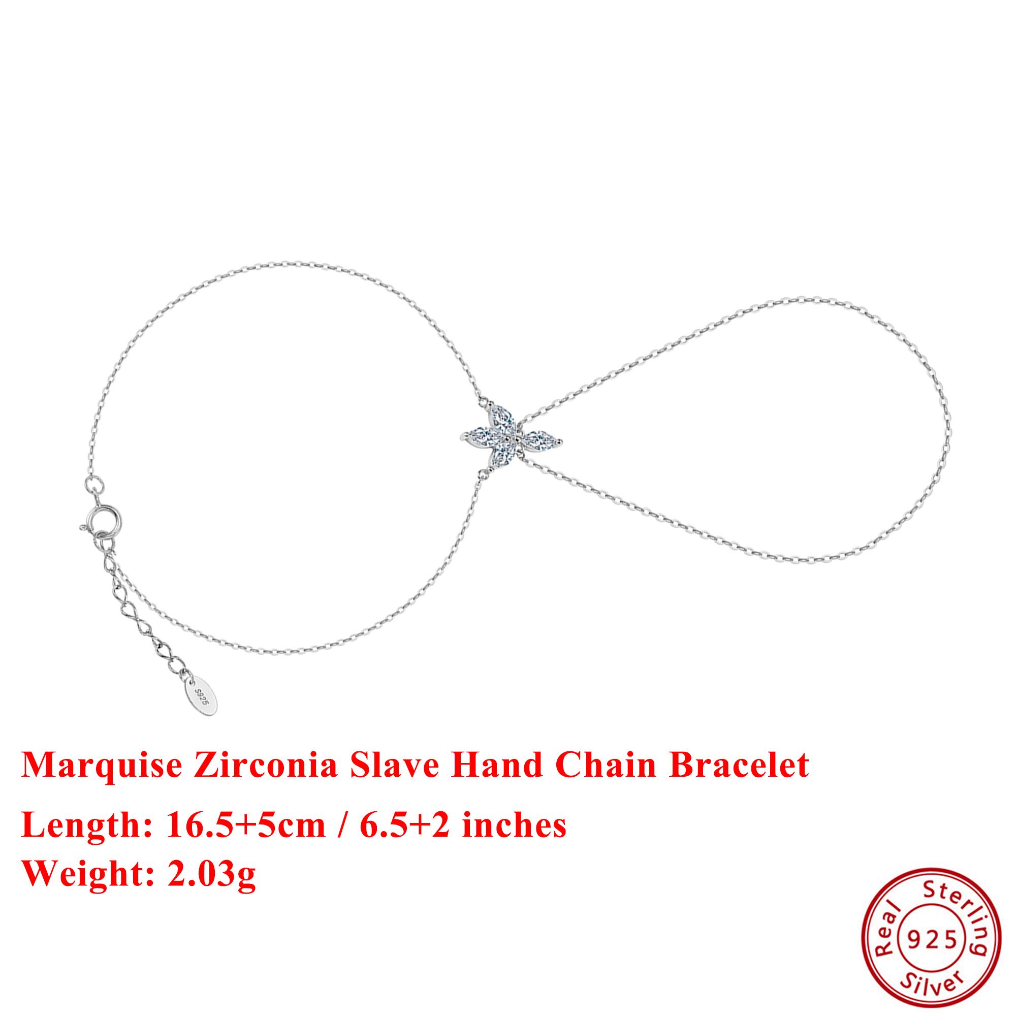 

EFFIE QUEEN 925 Pure Silver 14k Gold Marquise Zirconia Slave Chain Bracelet Simple Jewelry for Women Banquet Party Gift APV01 срібний