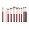 Burgundy 16-Piece Makeup Brush Set: Soft Bristle Foundation, Eyeshadow, and Blush Brushes