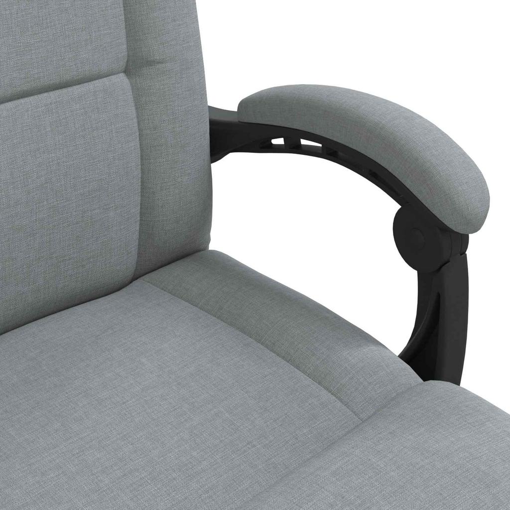 Adjustable Floor Footstool Light Grey Fabric
