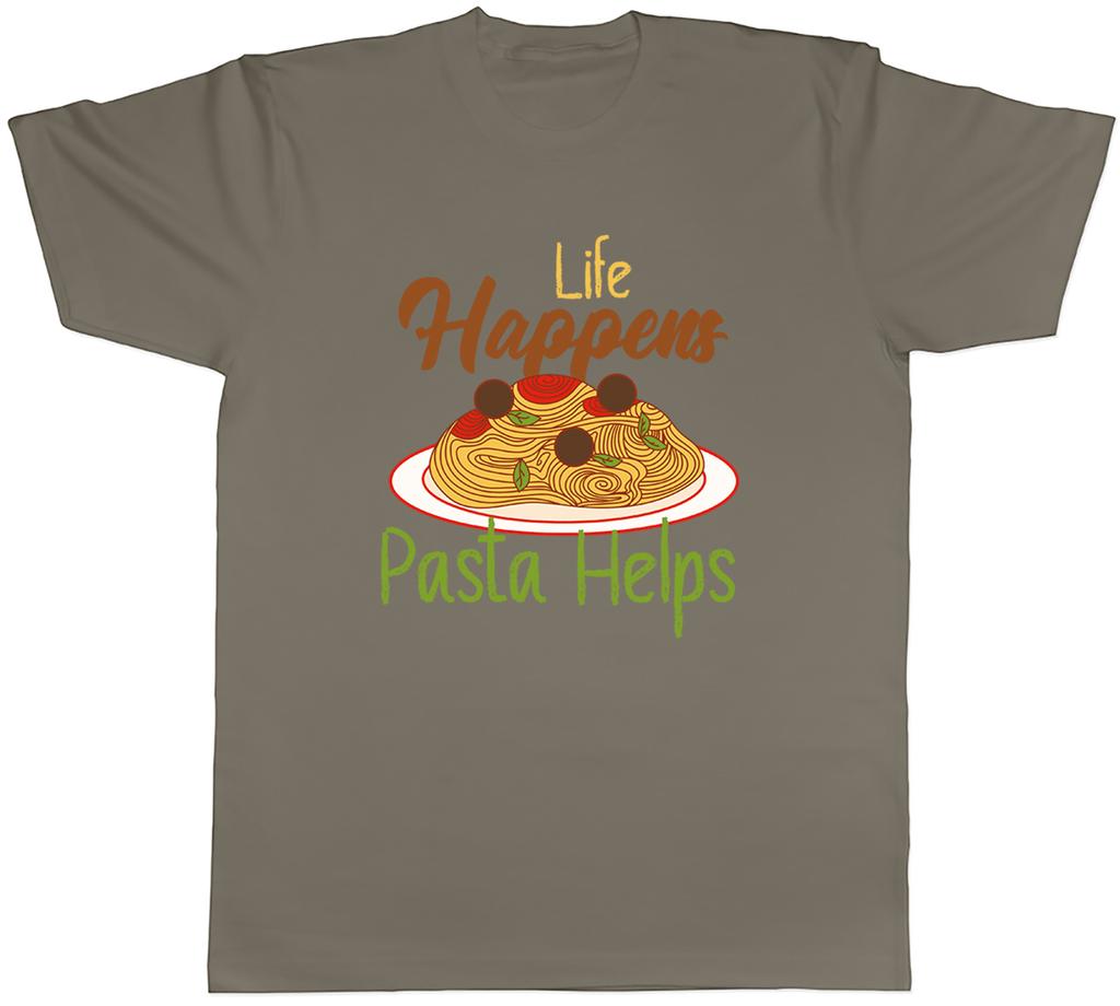 Life Happens Pasta Helps Unisexs TShirt Funny Foodie Spaghetti Lover Tee Gift