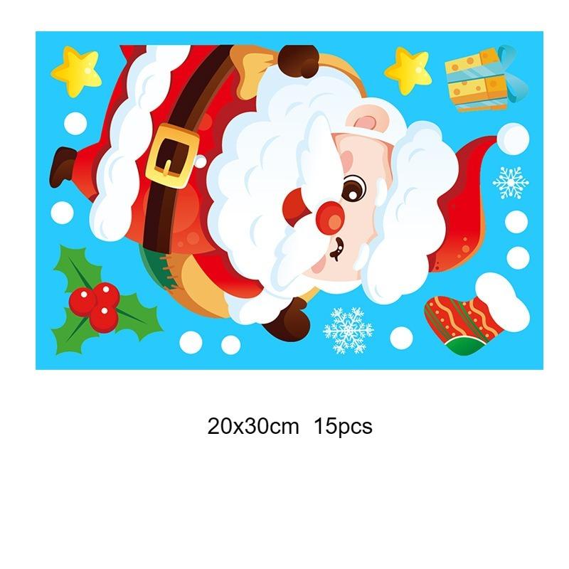Christmas Static Window Stickers Large Snow Flake Elk PVC Wall Decals Santa Party New Year Home Glass Decor Dress Up Accessories