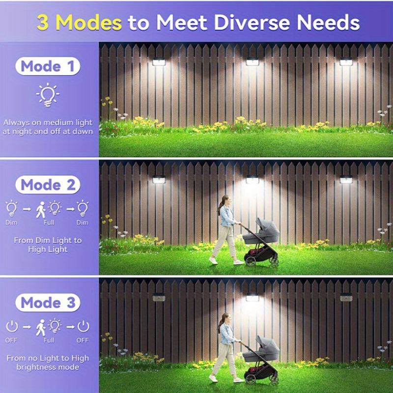 1/2PCS Motion Sensing Smart Light, 132 LEDs, 3 Modes Solar Security Light, IP65, Solar Fence Light for Outdoor, Yard