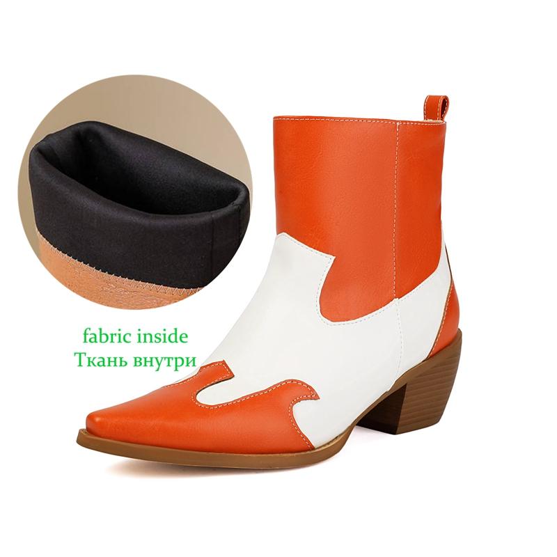 Krazing Po Polyurethane PU Winter Pointed Toe Size 33 Western Boots Size 43 Mixed Color Chunky Heels Ankle Boots