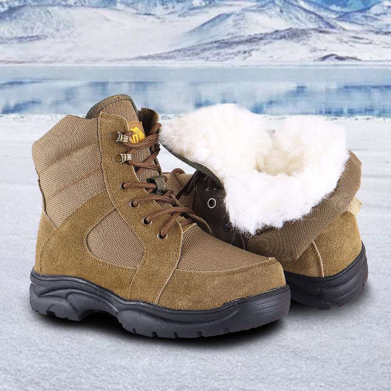 Fashion Men Snow Boots Winter Thick Warm Wool Boots High Quality Cowhide Cotton Boots for Men Mid-tube Outdoor Casual Shoe Large Size 45
