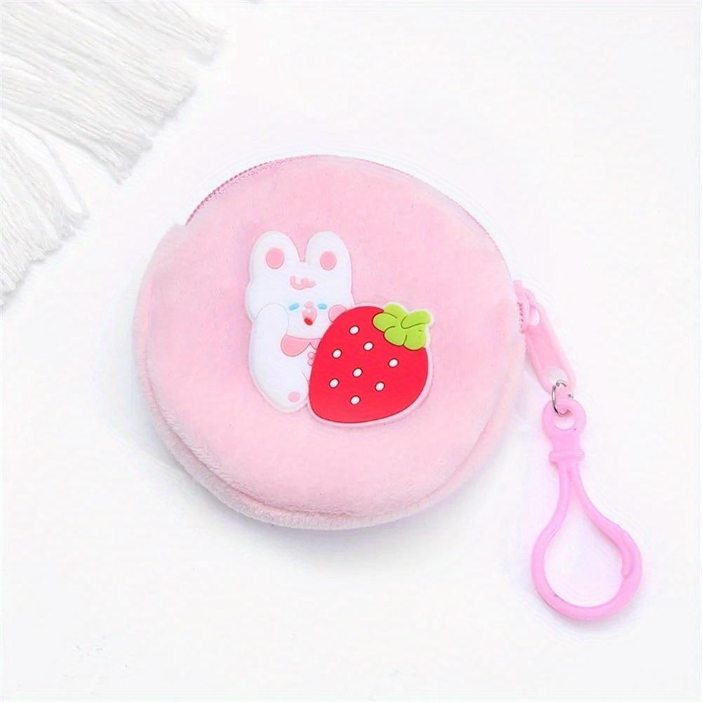 Cartoon Plush Coin Purse Girls Children Small Wallet Kid Zipper Change Money Bag Mini Headphone Key Bag Keychain Pendant Pouch