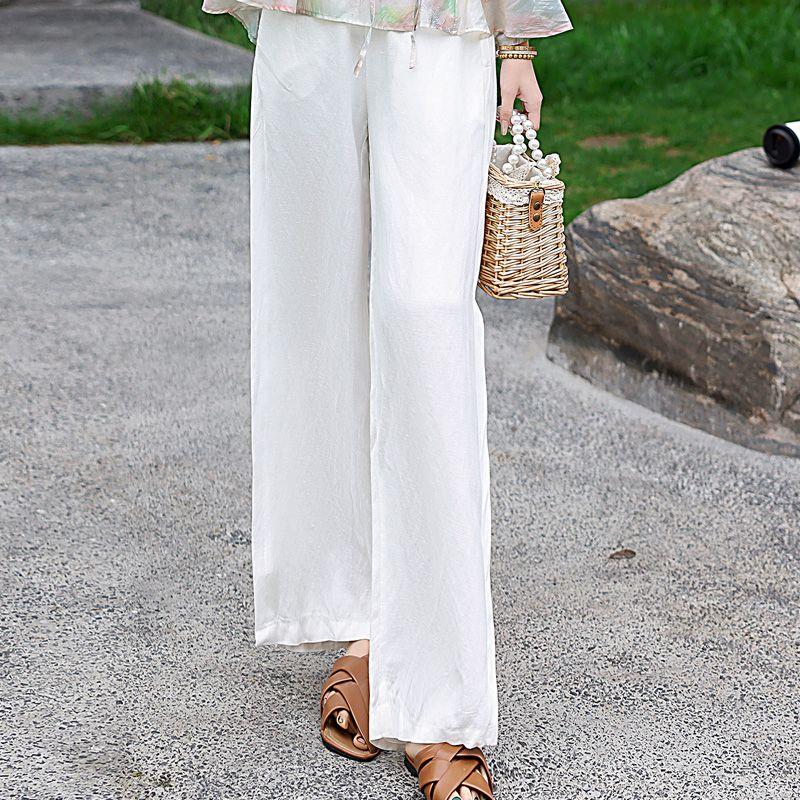 

Summer New Arrival Tencel Cotton and Linen Suit Women s 2024 Western Style Youthful-Looking Floral Shirt Linen Wide-Leg Pants Two-piece Set Linen Pants M