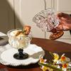 Leichter Luxus Geprägtes Sonnenblumen-Hoher Stiel Glas Eisbecher Joghurtbecher Dessertbecher Milchshake-Becher