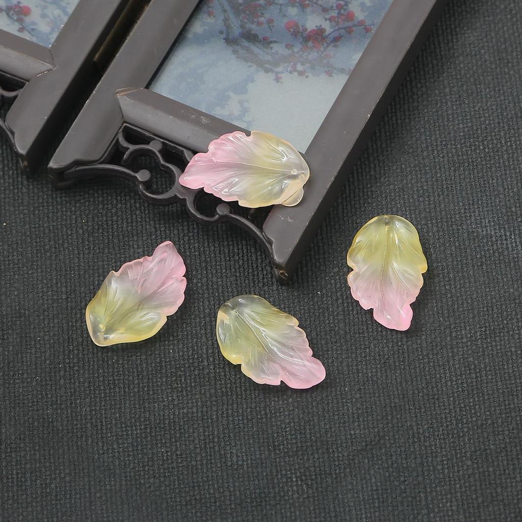 10 Stücke 17*28mm Feder Blatt Archaistic Zubehör Bunte Farbverlauf Glas Anhänger Für Schmuck Machen DIY Charme Dekorationen