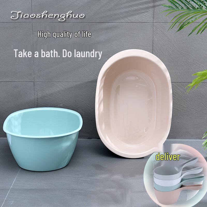 Large Oval Thickened Plastic Washbasin - Baby & Children's Bath or Laundry