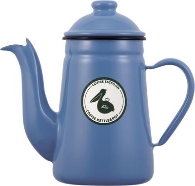 Cafetière émaillée 1000 ml, Bleue, Fabriquée au Japon, Excellente rétention de chaleur, Chaleur directe, Pélican, 1L #52307, Cafetière filtre, Bouilloire, Cafetière,