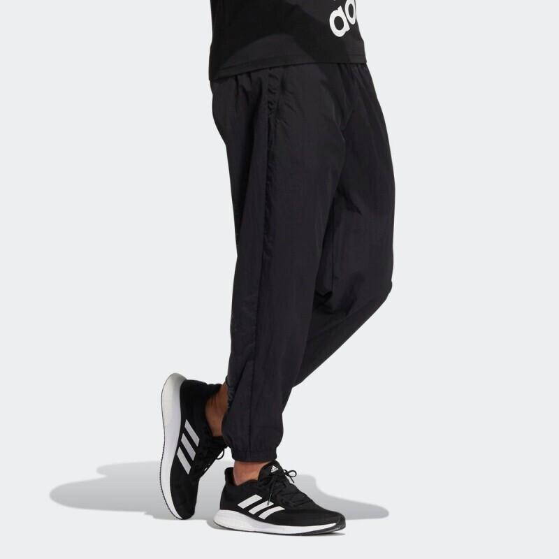 Adidas Solid Color Mini-Logo Woven Casual Sports Pants Unisex Bottoms Black HE7419