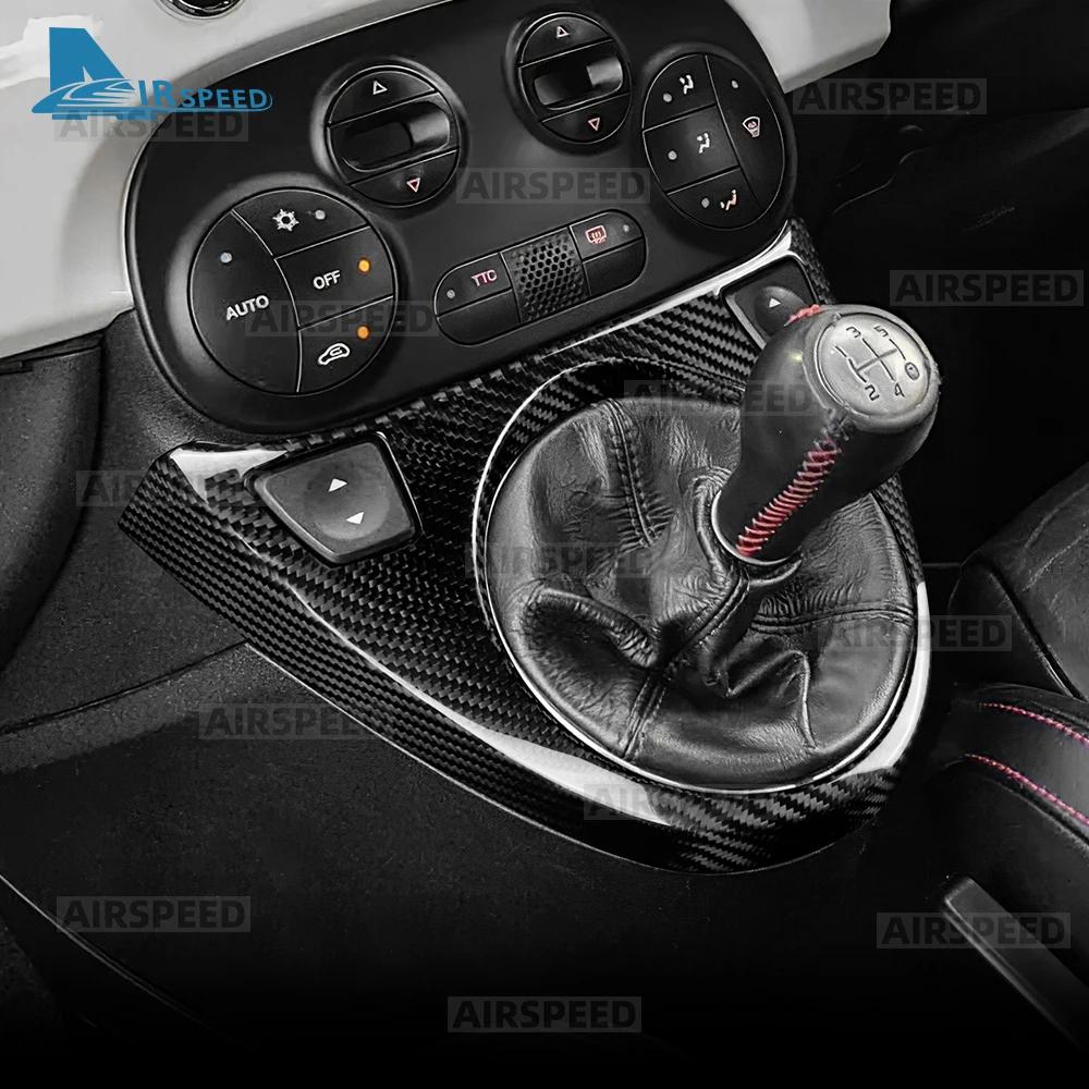 Echte Droge Koolstofvezel Sticker Voor Abarth 595/695/Fiat 500C 2012-2015 Fiat 500 2008-2015 Linksgestuurd Rechtsgestuurd Auto AT/MT Versnellingspookpaneel Trim