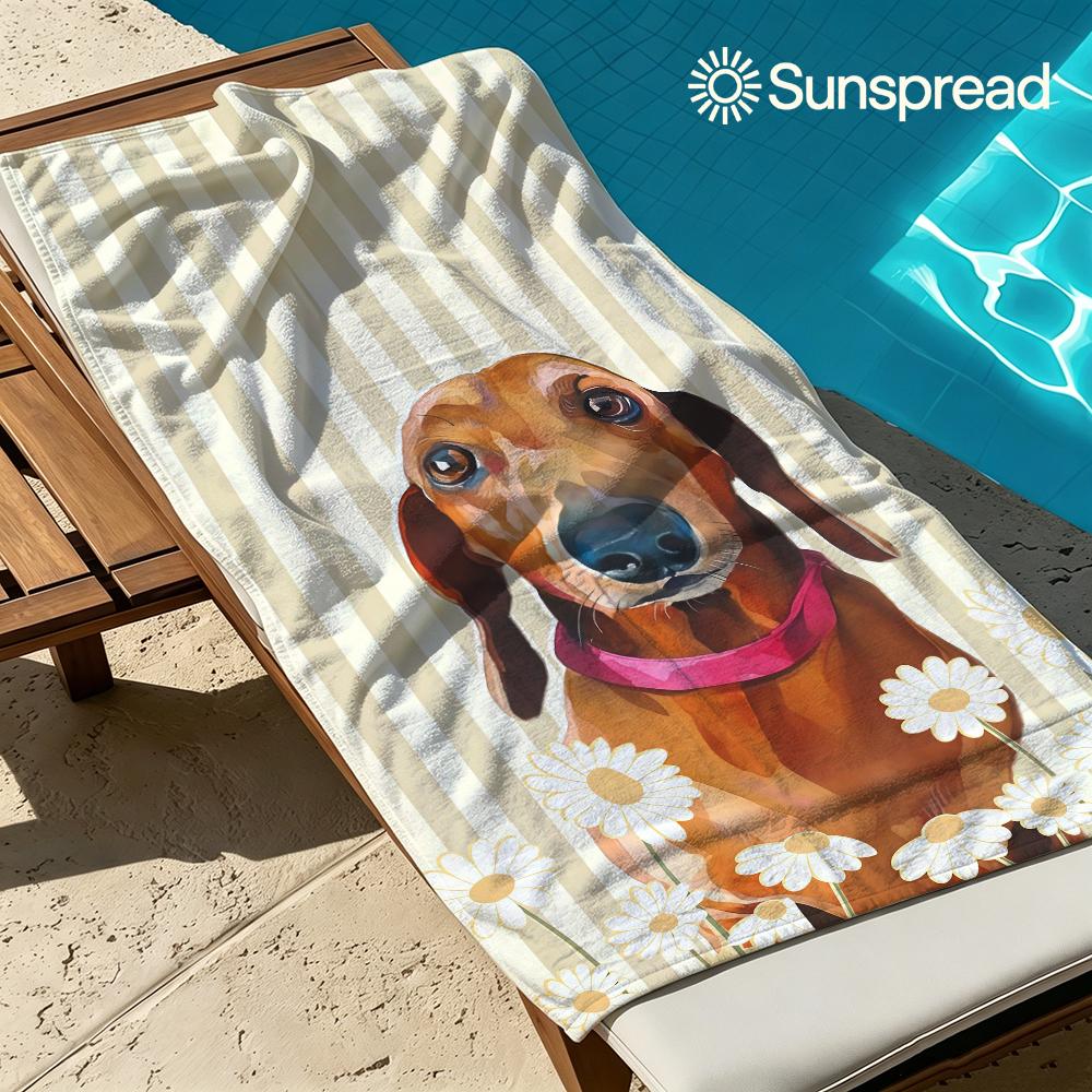 Preppy Gestreifter Dackel Schnelltrocknendes Badetuch Mikrofaser Strandtuch Leichtgewicht Schwimmen Camping Yoga Strand Out
