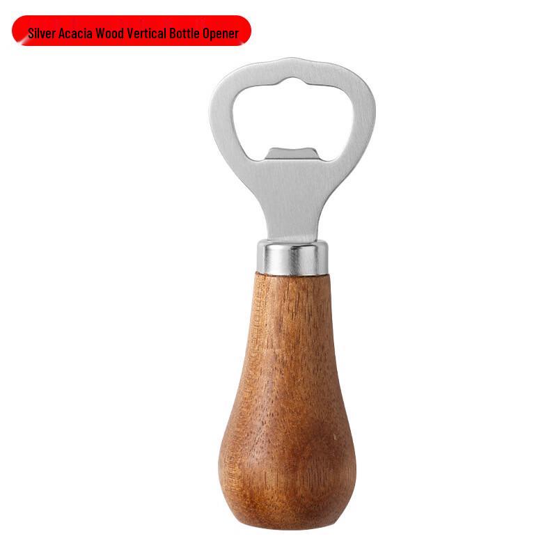 ZISIZ Acacia Wood & Stainless Steel Vertical Beer Bottle Opener Set