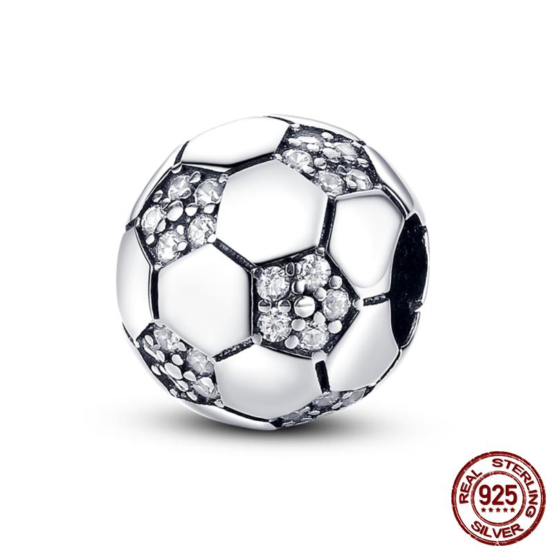 World Football Sport Soccer Dumbbell Yoga Dangle Charms Fit Accessories Bracelets Necklace Beads Copper Women Jewelry Making