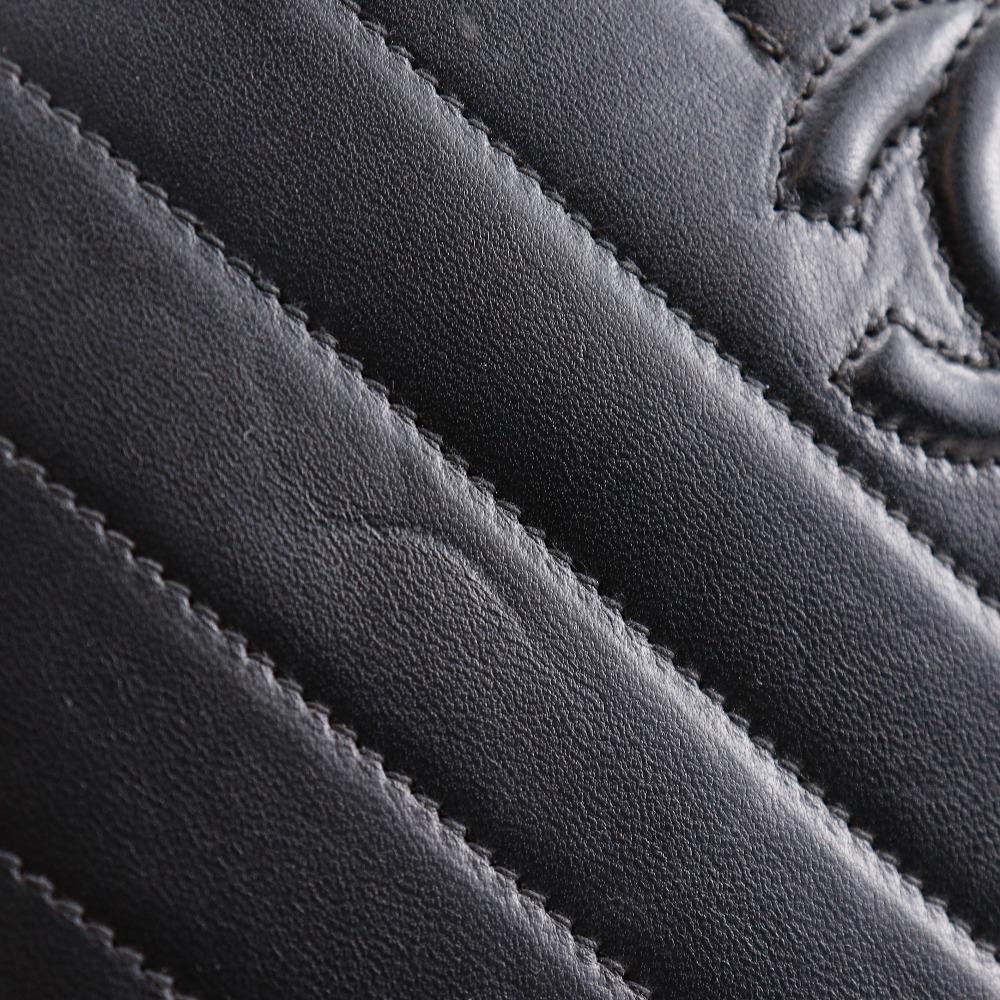 CHANEL Chevron COCO Mark Shoulder Bag V stitch vintage black lambskin Women Used