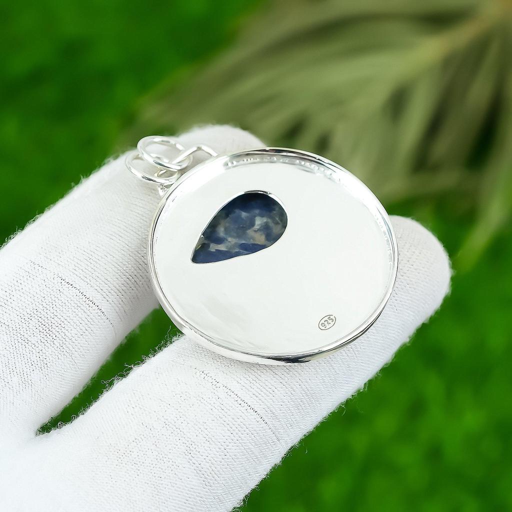 Naturlig Sodalit Ädelsten Indiska Smycken 925 Sterlingsilver Hänge För Kvinnor