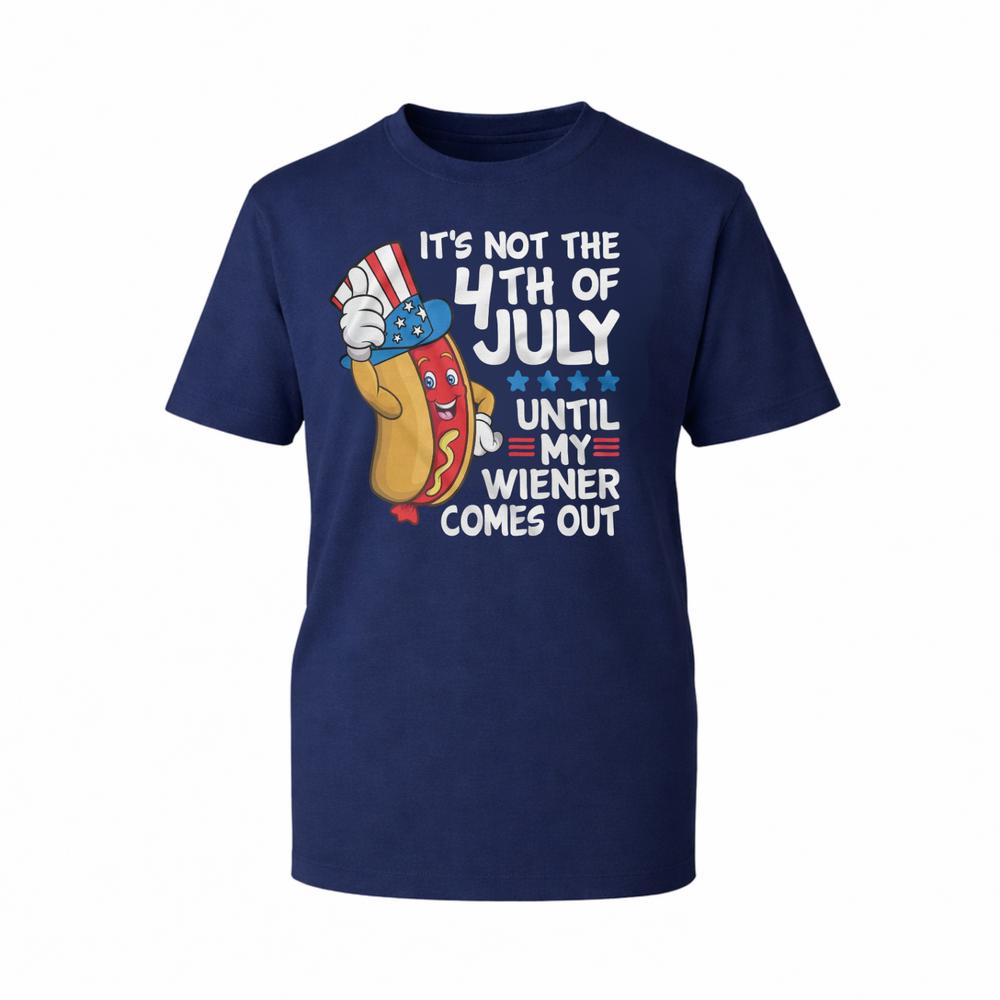Funny 4th of July Graphic TShirt Hot Dog Wiener Adult Humor BBQ Grill TTop S